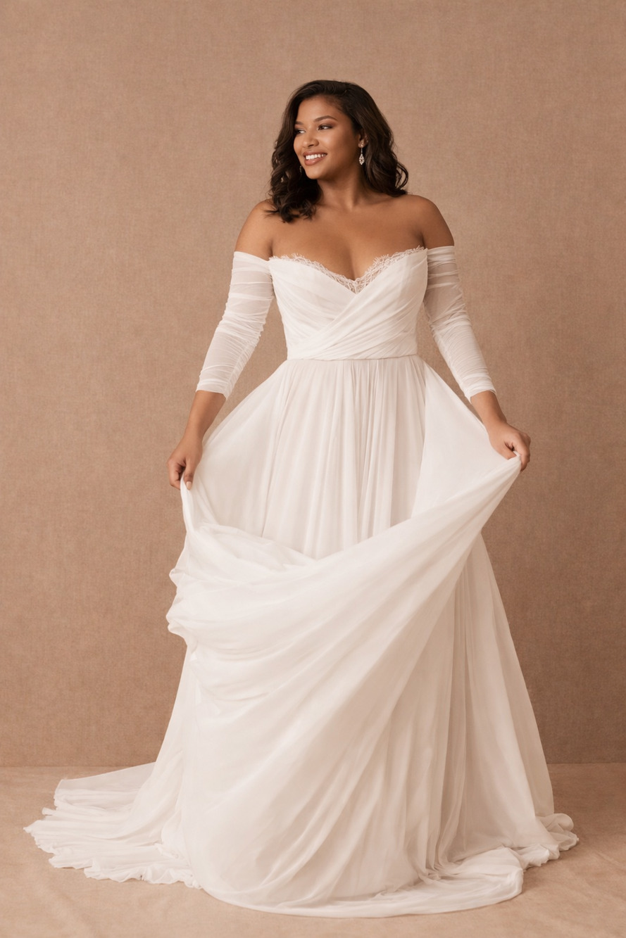 Wtoo by Watters Miles Wedding Dress Off Shoulder Tulle Bridal Gown 18 NWT